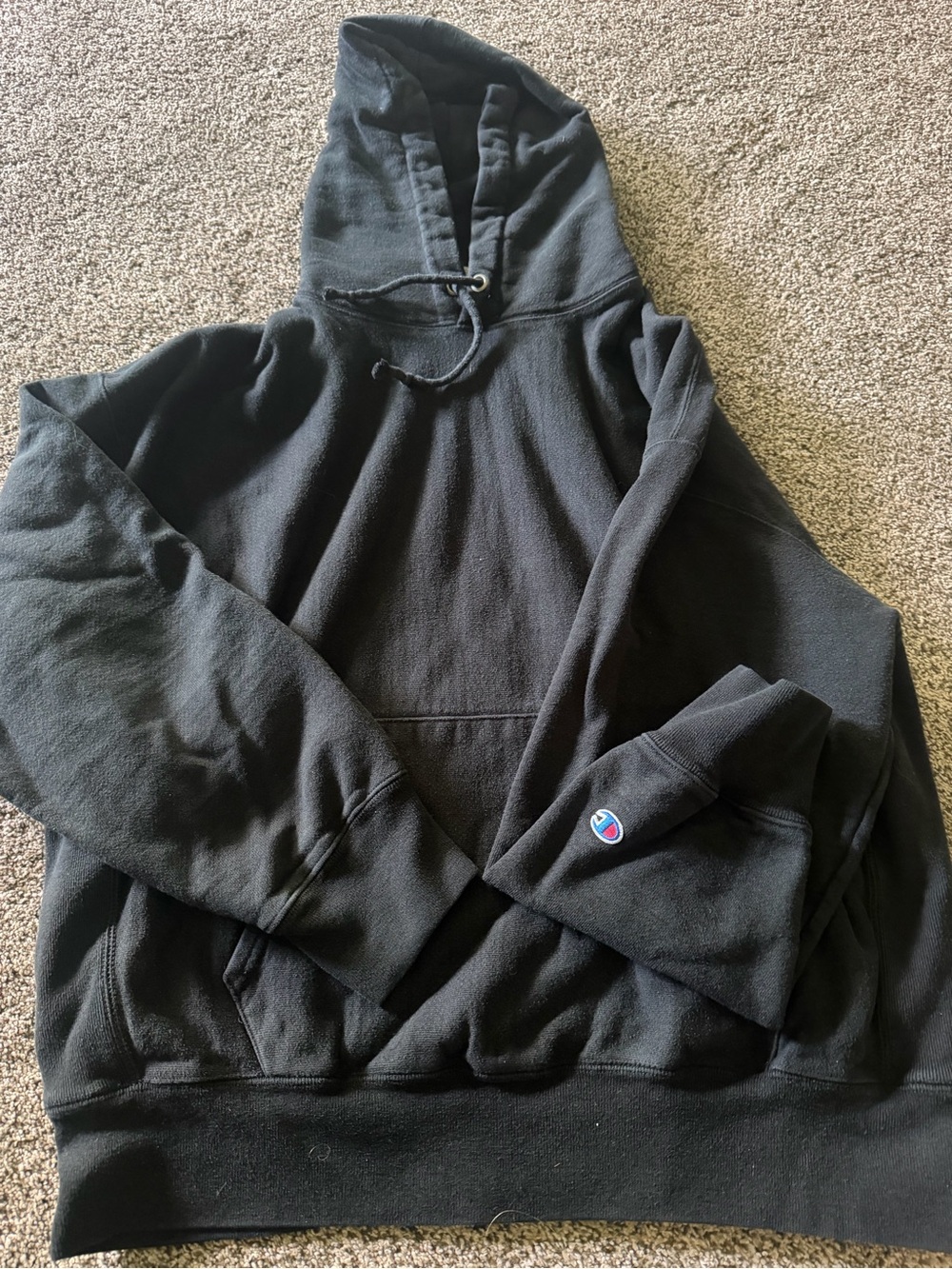 Champion Black Hooded Pullover Sweatshirt